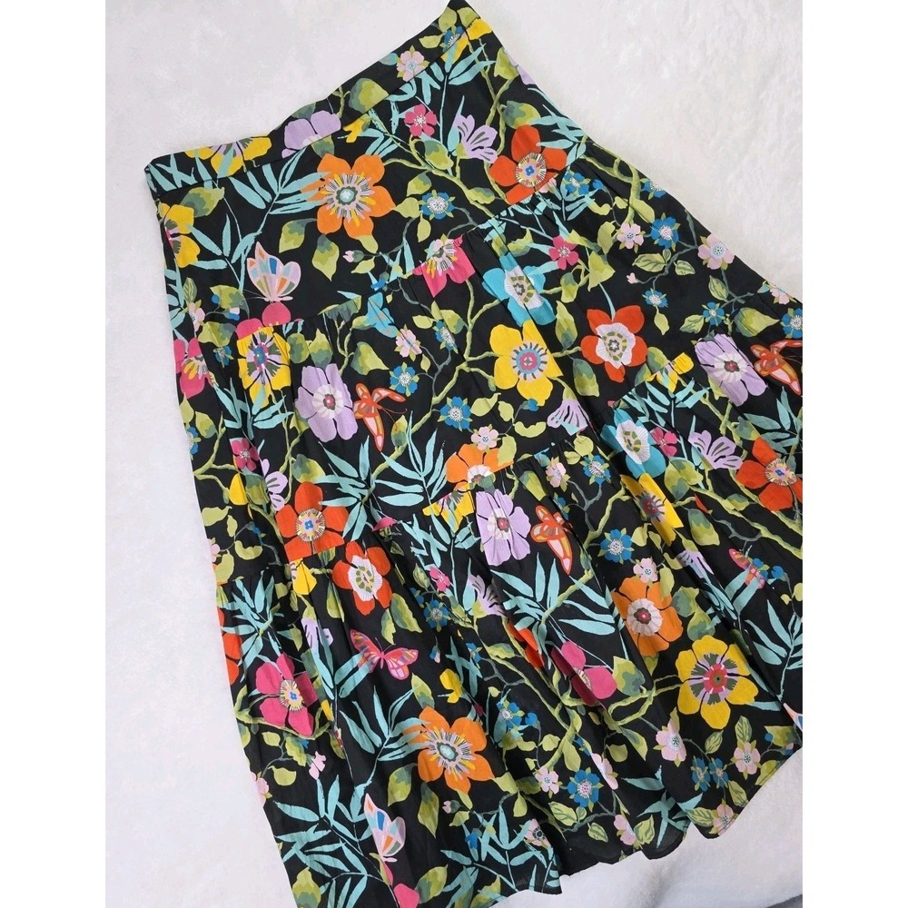 J Crew Tawnaโ Pavilli Floral Midi Skirt 0 Multicolor Pleated Tiered Cottagecore